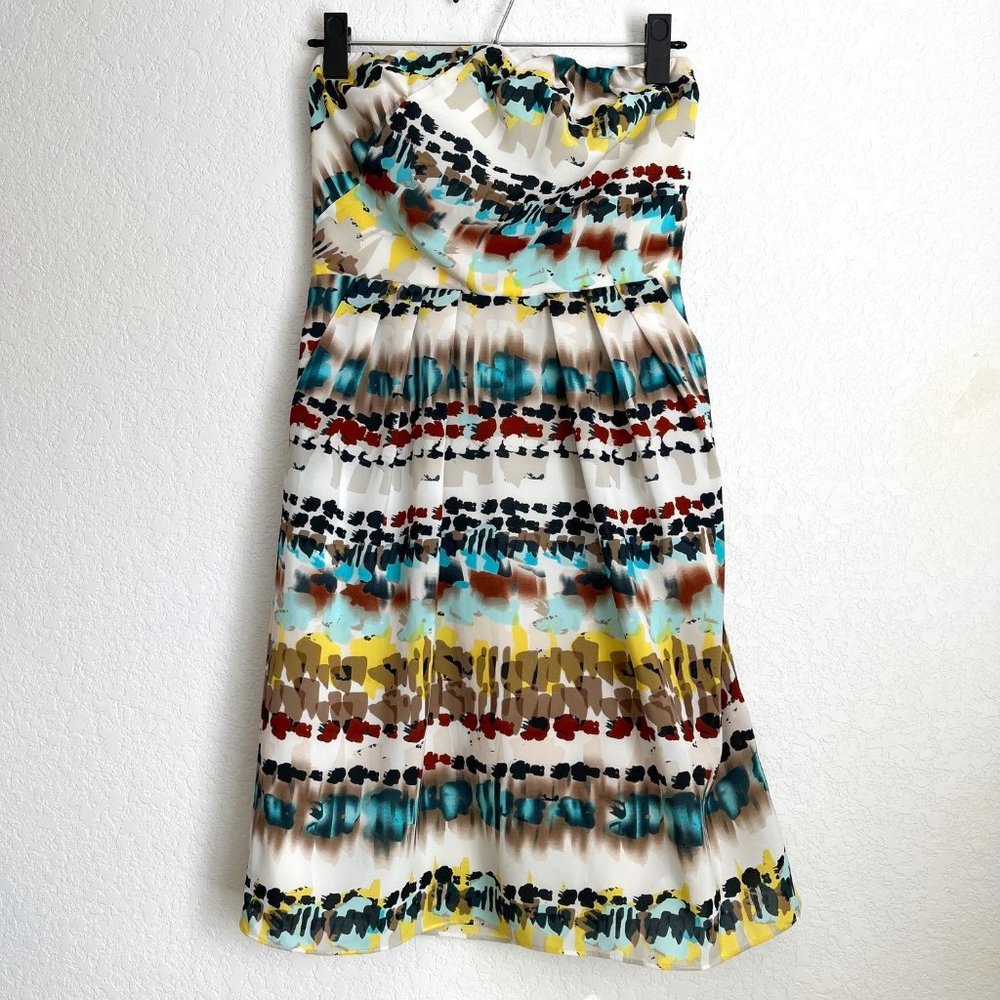The Limited Strapless Cream Multi Colored Dress with Pockets, Size 0